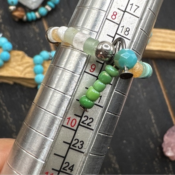 Rainbow multi stone infinity band beaded charms ring - Picture 2 of 2